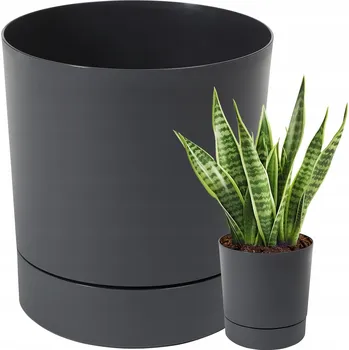 Květináč KVĚTINÁČ KRYT NA KVĚTINÁČ ANTRACIT 17,5x18,4 cm
