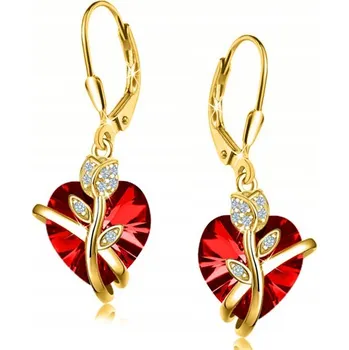 Náušnice Zlaté dámské náušnice visací srdíčka anglické zapínání stříbro pozlacené ryzost 925