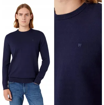 Podprsenka Pletený svetr Wrangler Crewneck modrý, kulatý velikost XXL