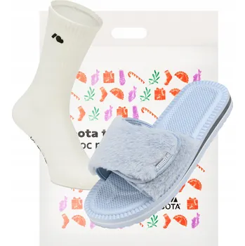 Dámská obuv SET Dámské PAPUČE KUBOTA NA SUCHÝ ZIP KOŽÍŠEK MODRÉ 38 + PONOŽKY