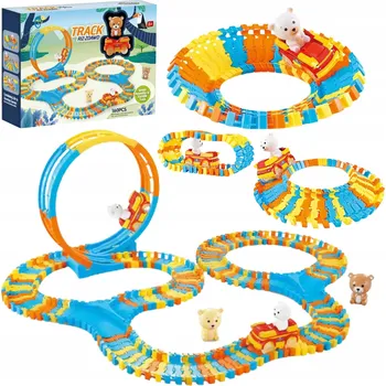 autíčko Závodní dráha Medvídci Sada Park Autíčko Smyčka Figurky Stavebnice 160E