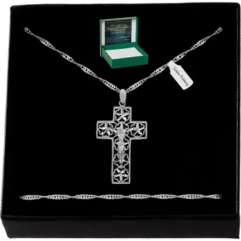 Řetízek SINGAPURSKÝ ŘETÍZEK + KŘÍŽEK RYZOST 925 +DÁREK