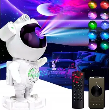 Noční světlo Noční lampa projektor noční oblohy astronaut s Bluetooth, bílá