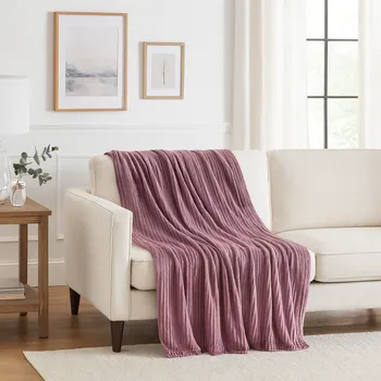 Přehoz na lůžko Mikroplyšová deka 150 x 220 cm Simple - Fialová