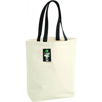 Fairtrade pevná taška z organické bavlny Westford Mill 13 l Barva: přírodní - černá, Velikost: 28 x 38 x 12 cm WM671
