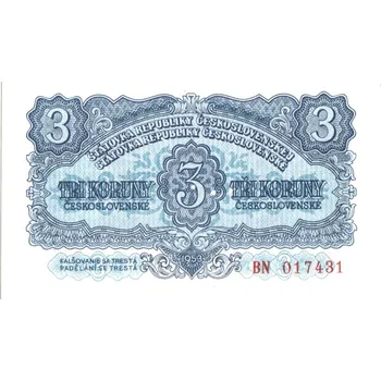 ČESKOSLOVENSKO. 3 koruny 1953. Série BN. Nov. 90a.