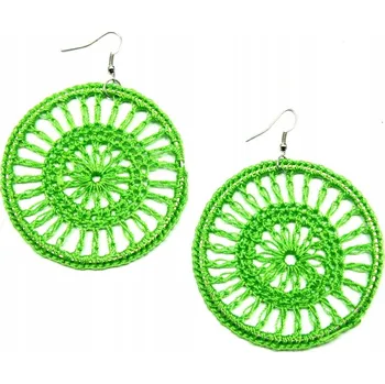 Náušnice Náušnice kruhy obšité nití v zelené barvě