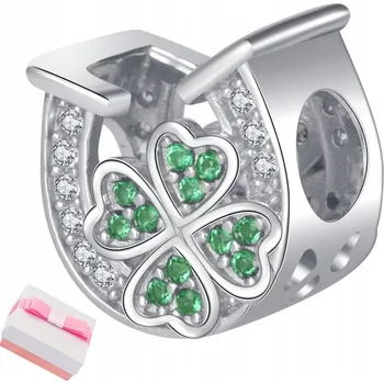 Přívěsek STŘÍBRNÝ CHARMS ČTYŘLÍSTEK PODKOVA PŘÍVĚSEK BEADS