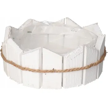 Květináč Obal na květináč 22 cm dřevěný bílý