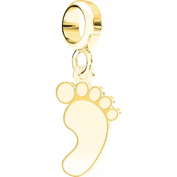 Přívěsek Zlatý přívěsek Charms se stopou dětské nožičky, stopy, chodidla STŘÍBRO 925