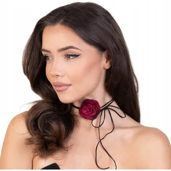 Náhrdelník CHOKER Ozdobný náhrdelník KVĚT na krk růže na řemínku elegantní