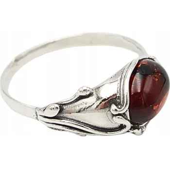 Prsten STŘÍBRNÝ PRSTÝNEK s jantarem JANTAR stříbro 925 vel. 20