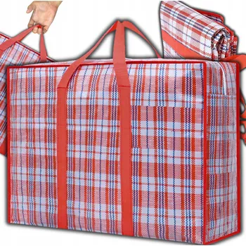 Nákupní taška Nákupní taška vícebarevná z plastu, kostkovaný vzor, 70x59 cm