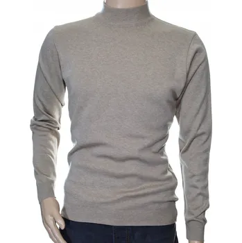 Pánský svetr Pánský svetr s rolákem se stojáčkem rolák z vlny vlněný XL béžový 1701