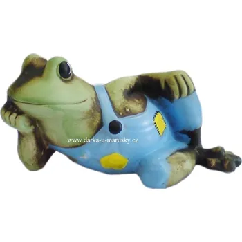 Zahradní dekorace Žába v kalhotkách barevná - ručně malovaná
