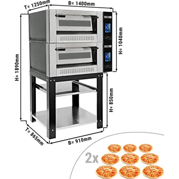 Pec na pizzu G.Gastro Plynová pec na pizzu - 9x 30 cm - vč. podstavce
