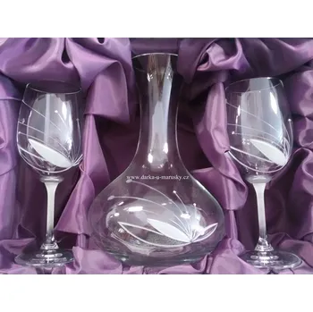 Souprava 2+1 Dominika - Karafa květ + dvě vínové skleničky