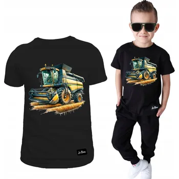 Dětské tričko Kombajn černé pro chlapce 104