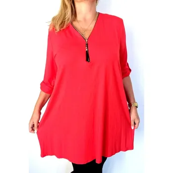 Dámské šaty Made in Italy Dámské tuniko šaty se zipem XXL/XXXL, barva červená
