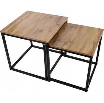 Konferenční stolek Konferenční stolek AGTRADE Duplex dub přírodní čtvercový se 2 policemi