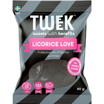 Bonbon TWEEK Licorice Love – vlákninové želé bonbony bez cukru o 45 % méně kcal
