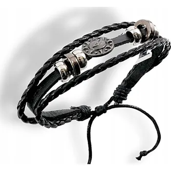 Náramek Pánský náramek na ruku s provázkem a cvočky