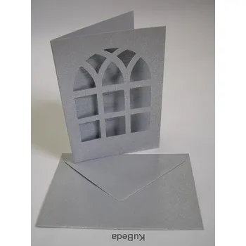 Vánoční přání 10,8 x 15,5 cm - okno - stříbrná