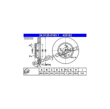 Brzdový kotouč Brzdový kotouč ATE 24.0125-0183 (AT 425183) - HONDA