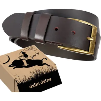 Opasek DIVOKÝ DžíNSOVÝ KOŽENÝ OPASEK PÁNSKÝ HNĚDÝ LÍCOVÁ KŮŽE DÁREK Vel: 115 cm