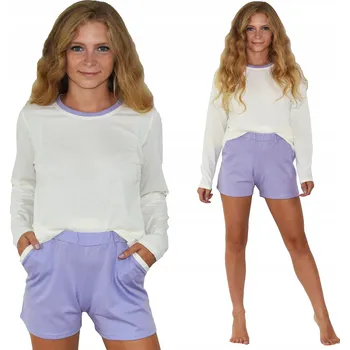 Dámské pyžamo Dámské pyžamo z bavlny elegantní Dlouhý rukáv, krátké kalhoty, pohodlné XS