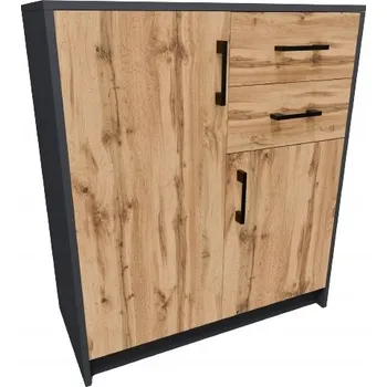 Komoda Komoda Matkam 74 x 35 x 85 cm, dub wotan, matný grafit