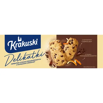 Krakuski Sušenky s pomerančovou příchutí a kousky čokolády 125g