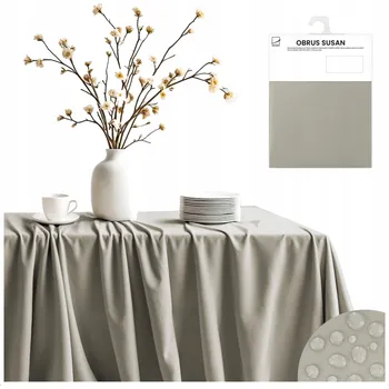 ubrus UBRUS ODOLNÝ PROTI SKVRNÁM 140x200 CM NA VÁNOČNÍ STŮL BÉŽOVÝ HLADKÝ VODĚODOLNÝ