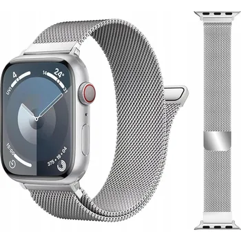 Řemínek na hodinky Řemínek náramek pro Apple Watch Series 10 9 8 7 6 5 4 Magnetický Stříbrný