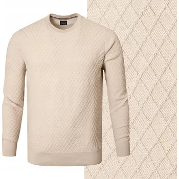 Pánské oblečení Elegantní PÁNSKÝ SVETR Klasický BÉŽOVÝ Bavlněný L Pako Jeans