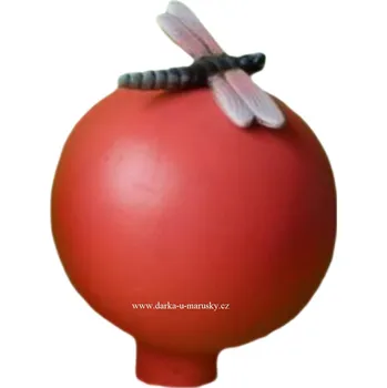 Zahradní dekorace Keramická barevná koule na plot s vážkou