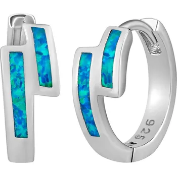 Náušnice Stříbrné náušnice kruhy Tress s modrým syntetickým opálem LPS0977ESBO