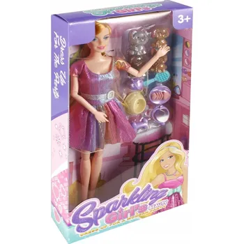 Panenka Barevná PANENKA v třpytivých ŠATECH 29 cm s příslušenstvím MEGA CREATIVE