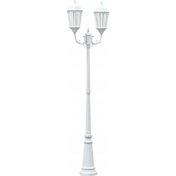 Venkovní osvětlení ZAHRADNÍ LAMPA 2-SVĚTLO BÍLÁ E27 235CM HLINÍKOVÁ