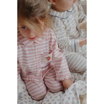 Dětská bavlněná pyžamová souprava Konges Sløjd PIO FRILL SET GOTS KS104400.9BYA růžová 30X, vel. 104