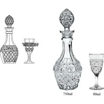 Křišťálová souprava na víno 6+1 - 80