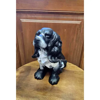 Zahradní dekorace Pes Kokršpaněl - černobílý