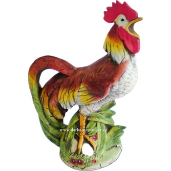 Zahradní dekorace Kohout stojící barevný - ručně malovaný