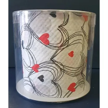 Toaletní papír Dárkový toaletní papír s potiskem - SRDÍČKA č+č