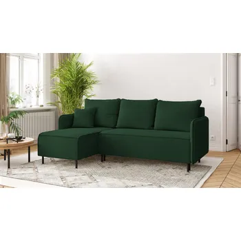 Sedací souprava Rohová rozkládací sedačka VELLUTTO - tmavězelená - manšestr - LINCOLN 39