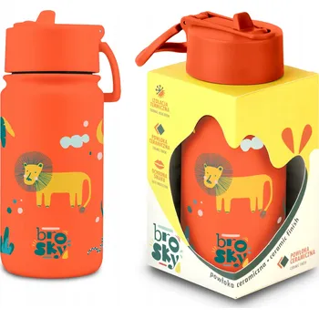 Láhev Malý lahev na pití s brčkem pro děti v motivu safari, cihlový Brosky Kids 450 ml