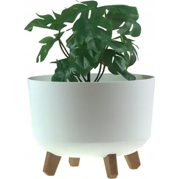 Květináč Květináč plast béžový, bílý Duda-Pol 29,5 cm x 29,5 x 22 cm