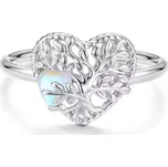 For Silver Otevřený prsten se srdcem a stromem života, zdobený měsíčním kamenem - Stříbro 925