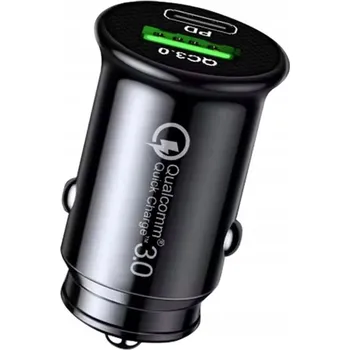 JP nabíječka do auta 18W USB-C / USB, Power Delivery, Quick Charge 3.0, čer