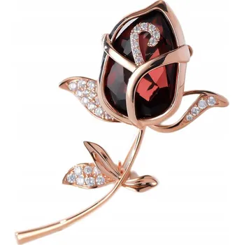 Brož PINETS Červená růže pozlacená brož s květem